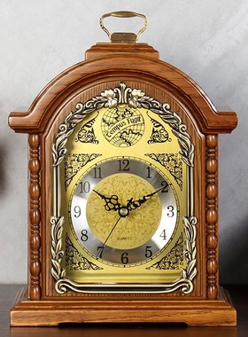 汉时实木台钟客厅家用装饰表欧式复古座钟桌面摆件台式坐钟HD271