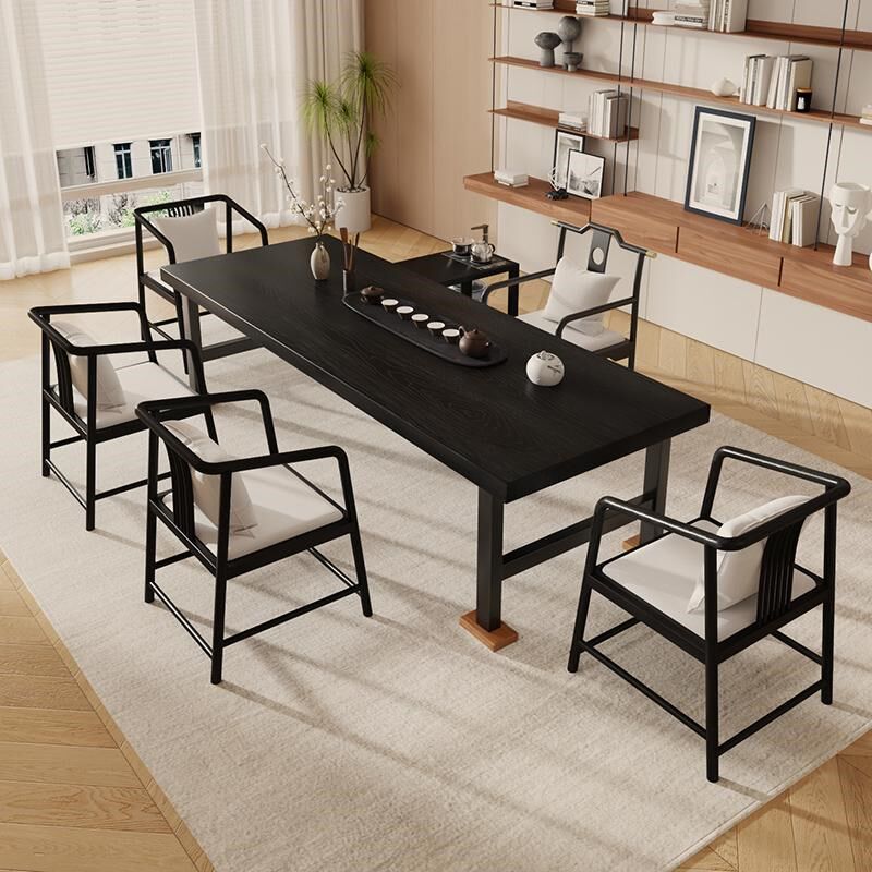 全实木黑色茶桌椅组合潮流撞色设计侘寂风茶台客厅家用整板泡茶桌,住宅家具,家用茶台/茶桌,淘宝优惠券,粉丝福利购,淘宝优惠卷