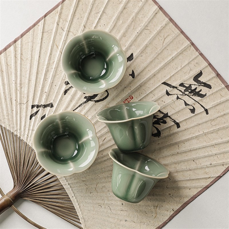 叶屿越窑青瓷茶杯主人杯家用复古手工品茗杯个人单杯闻香杯子
