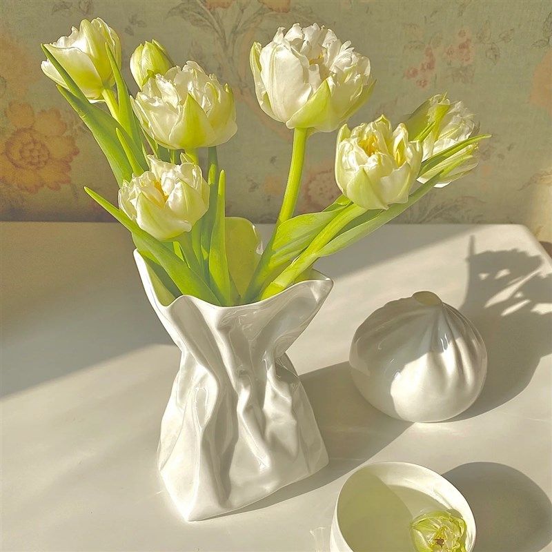高级感奶油风不规则民宿花瓶陶瓷客厅桌面插花水养装饰摆件样板间,家居饰品,花瓶,淘宝优惠券,粉丝福利购,淘宝优惠卷