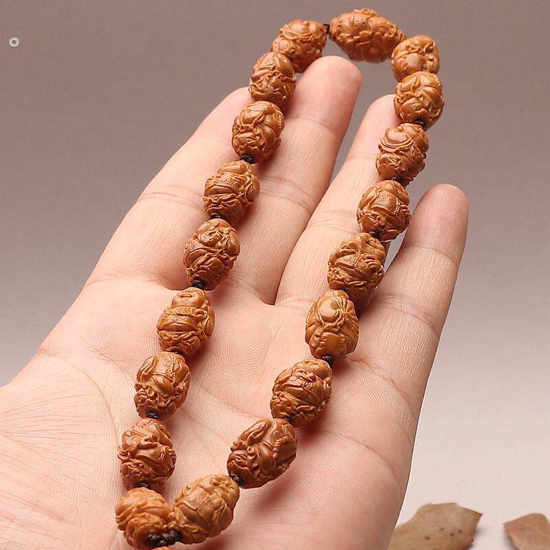 小籽十八地主财神手工雕刻橄榄核手持长串文玩盘玩手把件八大财神