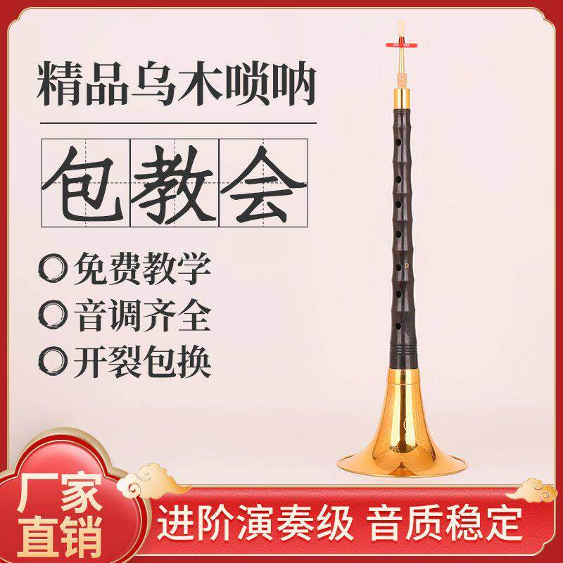 宏艺凤鸣专业镜面堂乌木唢呐D调精品初学者唢呐吹奏乐器厂家直销