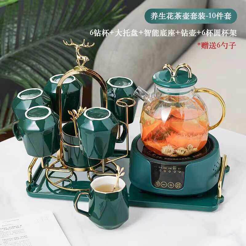 欧式高端轻奢水杯套装养生茶壶套杯家用客厅陶瓷杯子加热水壶杯具