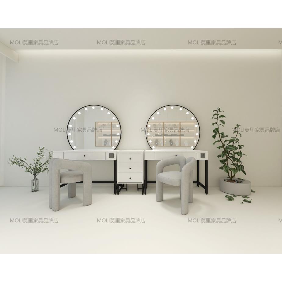 照相馆带灯化妆台专业店用网红婚纱大理石化妆台桌美容院化妆师专