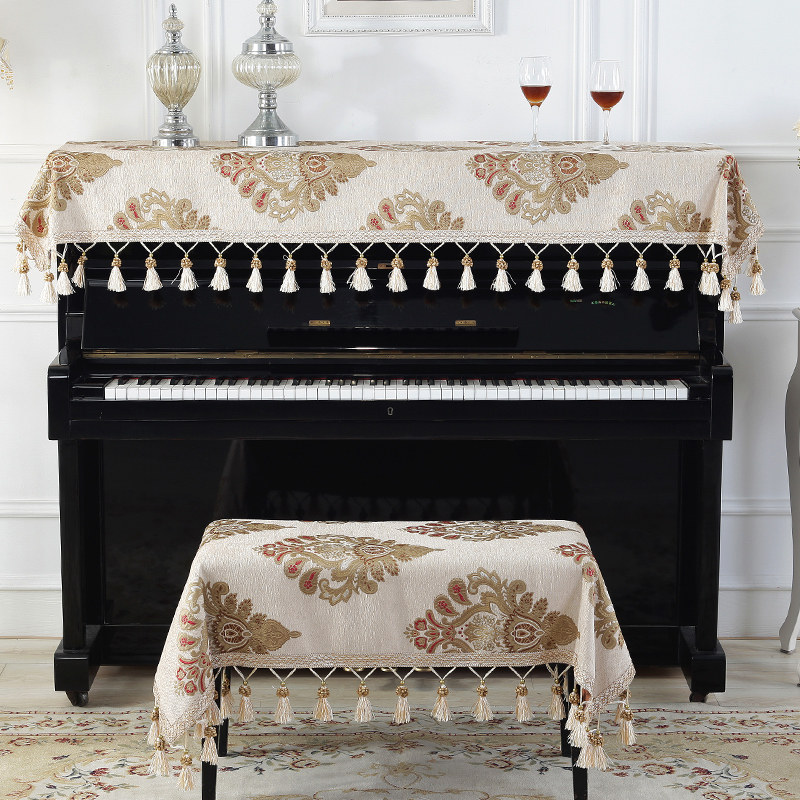 欧式钢琴防尘布电钢琴盖布高档蕾丝盖巾长方形钢琴凳罩垫布布艺