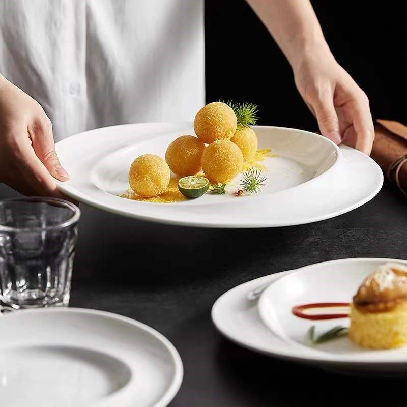 创意白色牛排西餐盘商用酒店餐厅高级感陶瓷餐具甜品盘菜盘碟子,餐饮具,盘,淘宝优惠券,粉丝福利购,淘宝优惠卷