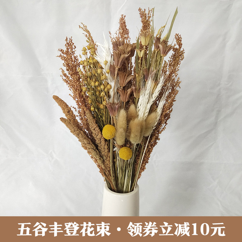 五谷丰登干花花束真花天然风干高粱麦子谷穗燕麦混搭客厅装饰摆件