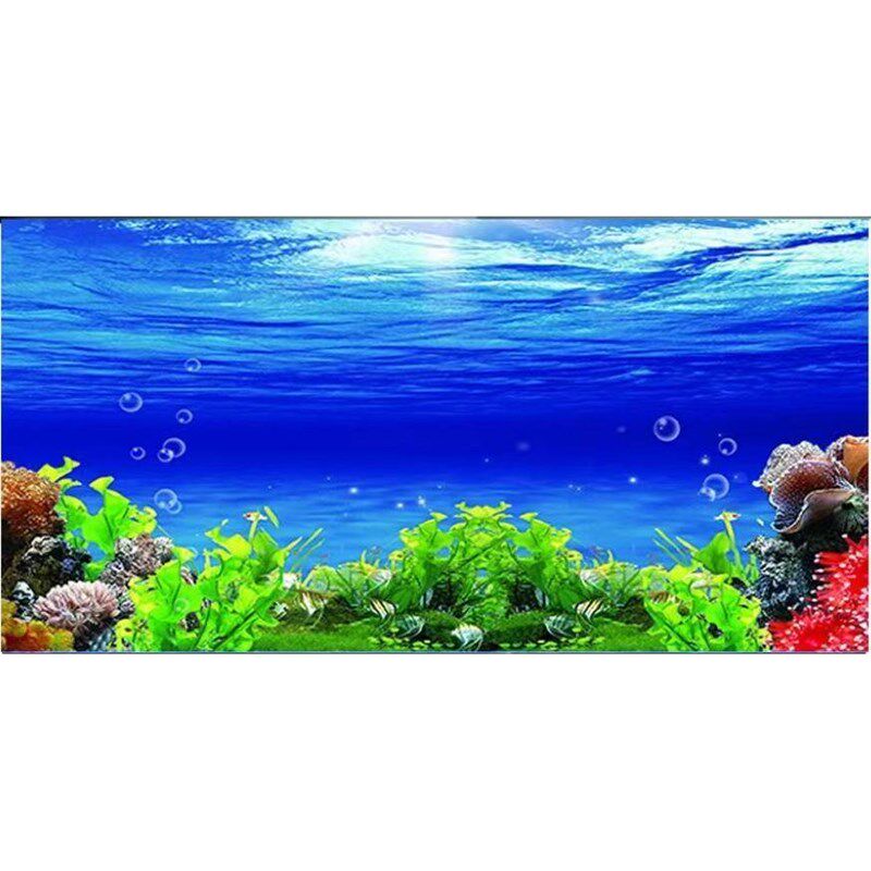 鱼缸背景贴纸高清图3D立体海底水草水族箱造景外贴装饰壁纸背景画