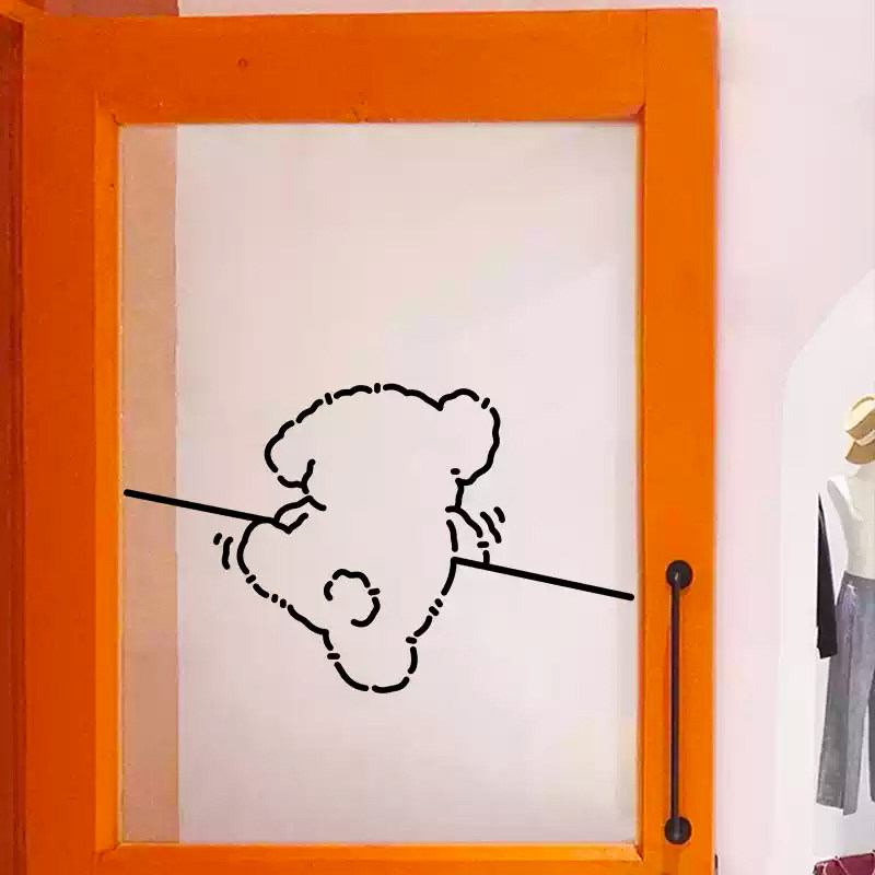 线条小狗门贴纸玻璃电视背景墙挂件卧室儿童房间布置床头装饰画,家居饰品,文化墙贴,淘宝优惠券,粉丝福利购,淘宝优惠卷