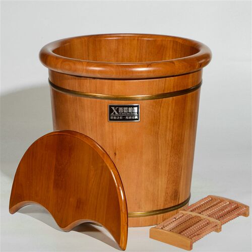 橡木熏蒸足浴实木泡脚桶木质木桶家用过小腿加热高深桶洗脚桶足疗