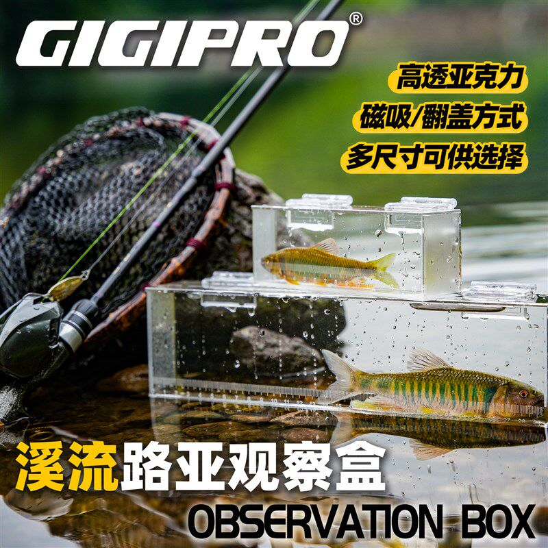 吉靡透明水晶观察盒 野采透明观鱼盒 带刻度尺便携式溪流观鱼器