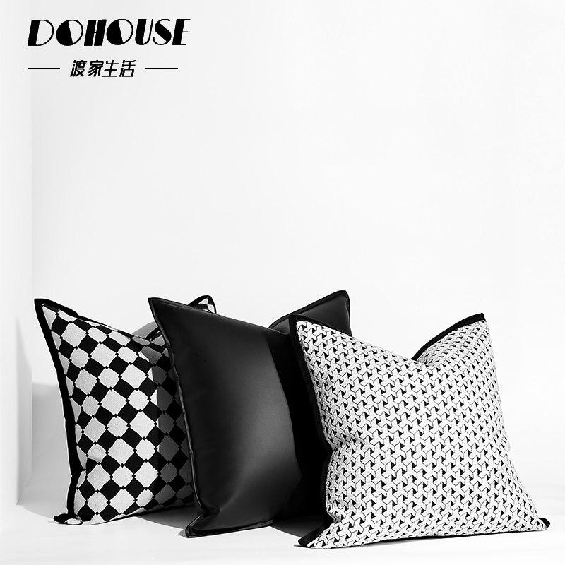 设计师推荐样板间黑白色系客厅沙发抱枕床上腰靠办公室几何靠垫,居家布艺,靠垫/抱枕,淘宝优惠券,粉丝福利购,淘宝优惠卷