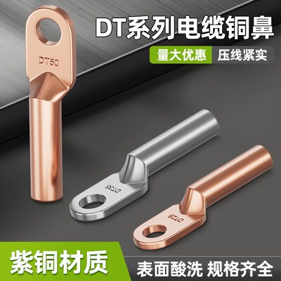 DT铜鼻子堵油铜接头接线端子电线铜线鼻子镀锡25/35/50平方铜线耳