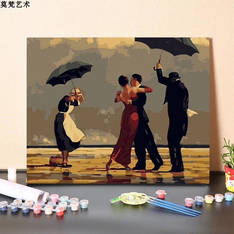 数字油画diy手工填充复古舞者涂色减压手绘填色客厅装饰油彩画画