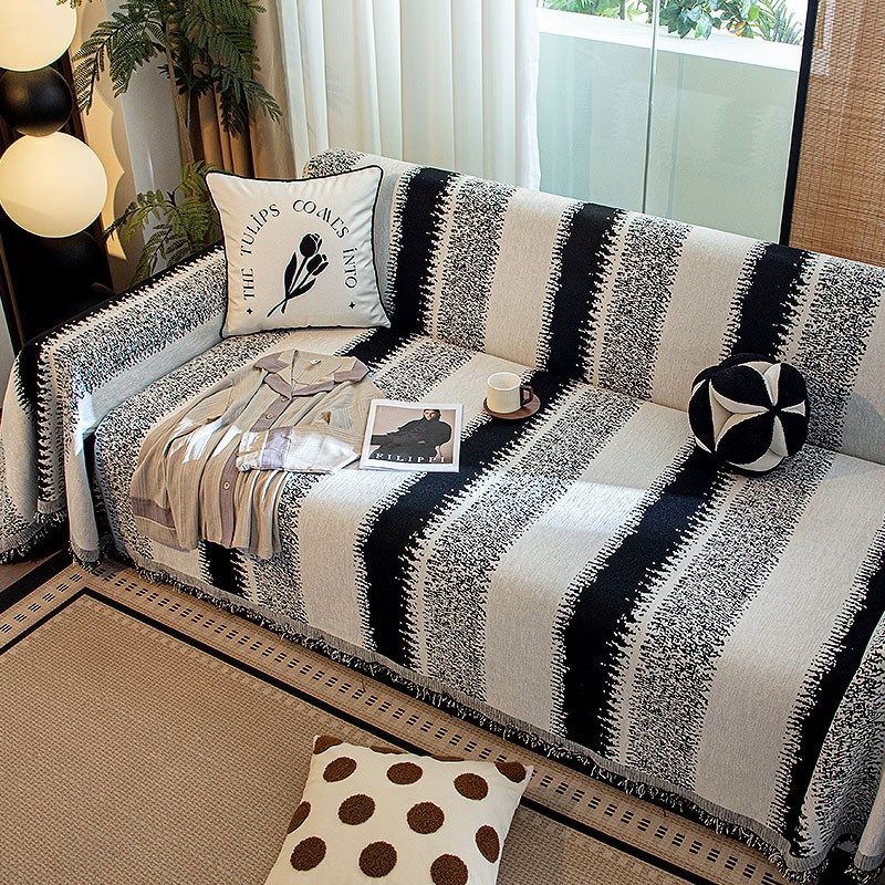 沙发盖布四季通用直排三人位沙发巾一整张全盖垫套罩全包防滑黑色,居家布艺,沙发套,淘宝优惠券,粉丝福利购,淘宝优惠卷