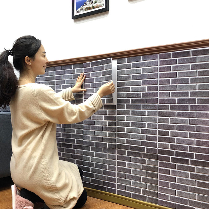 墙裙贴纸自粘护墙板砖纹3D立体墙贴创意壁纸墙纸装饰防水防撞翻新,家居饰品,软装墙贴,淘宝优惠券,粉丝福利购,淘宝优惠卷