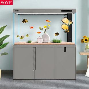 鱼缸客厅大型底滤落地智能屏风家用超白隔断生态2023新款水族箱