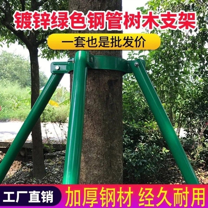 园林金属树支撑钢管固定器树木支撑架绿色大树支撑杆乔木防风抱箍