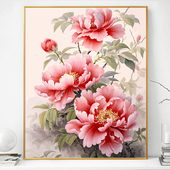 富贵牡丹画画diy数字油画填充填色手绘手工解压高端涂色画油彩画