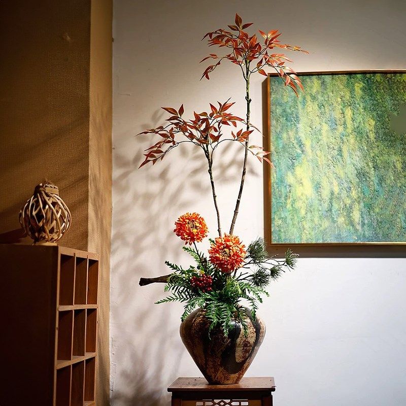 侘寂风陶瓷手绘陶瓷中式家居玄关桌面插花民宿酒店高级感装饰摆件,家居饰品,仿真花/假花,淘宝优惠券,粉丝福利购,淘宝优惠卷