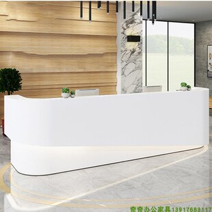 公司前台收银台烤漆前台接待台弧形办公咨询服务台吧台柜台定做