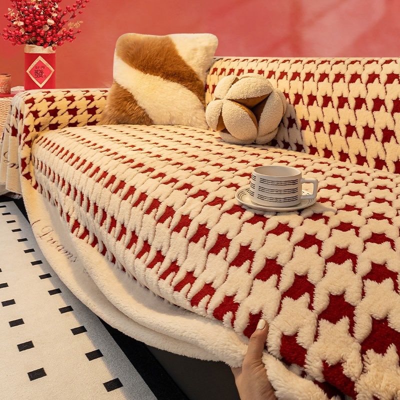 沙发盖布秋冬季新年氛围感喜庆全包红色婚庆一整张防滑沙发巾盖毯,居家布艺,沙发套,淘宝优惠券,粉丝福利购,淘宝优惠卷