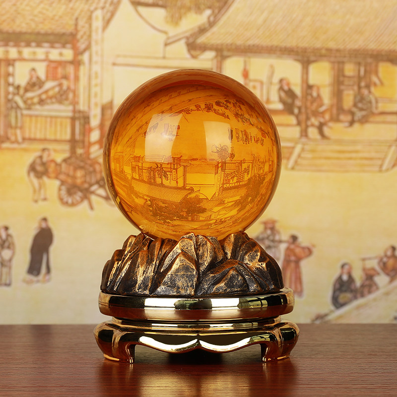 黄白水晶球摆件家居客厅办公室装饰品大红招财平安玻璃球工艺礼品,家居饰品,装饰摆件,淘宝优惠券,粉丝福利购,淘宝优惠卷