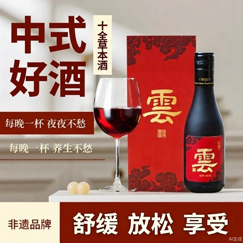 （十全草本酒）非遗药食红酒葡萄酒晚安养补生枸杞酒送长辈礼盒,酒类,干红静态葡萄酒,淘宝优惠券,粉丝福利购,淘宝优惠卷