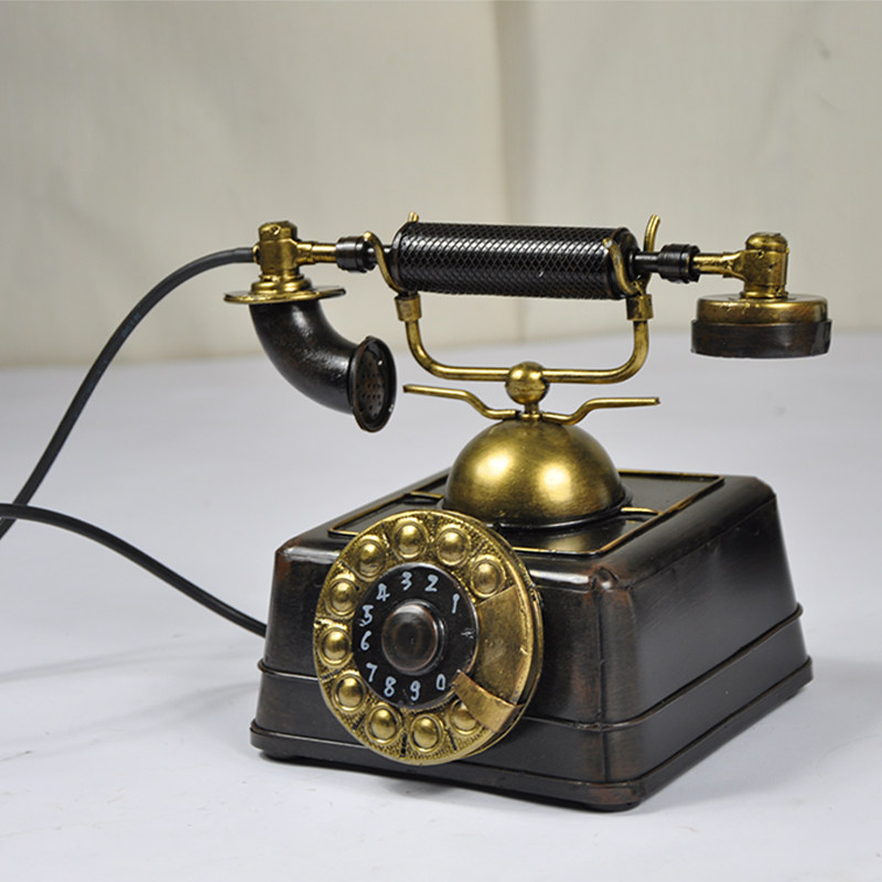复古装饰品拨盘电话机摆件创意家居民国风老物件客厅房间酒柜道具