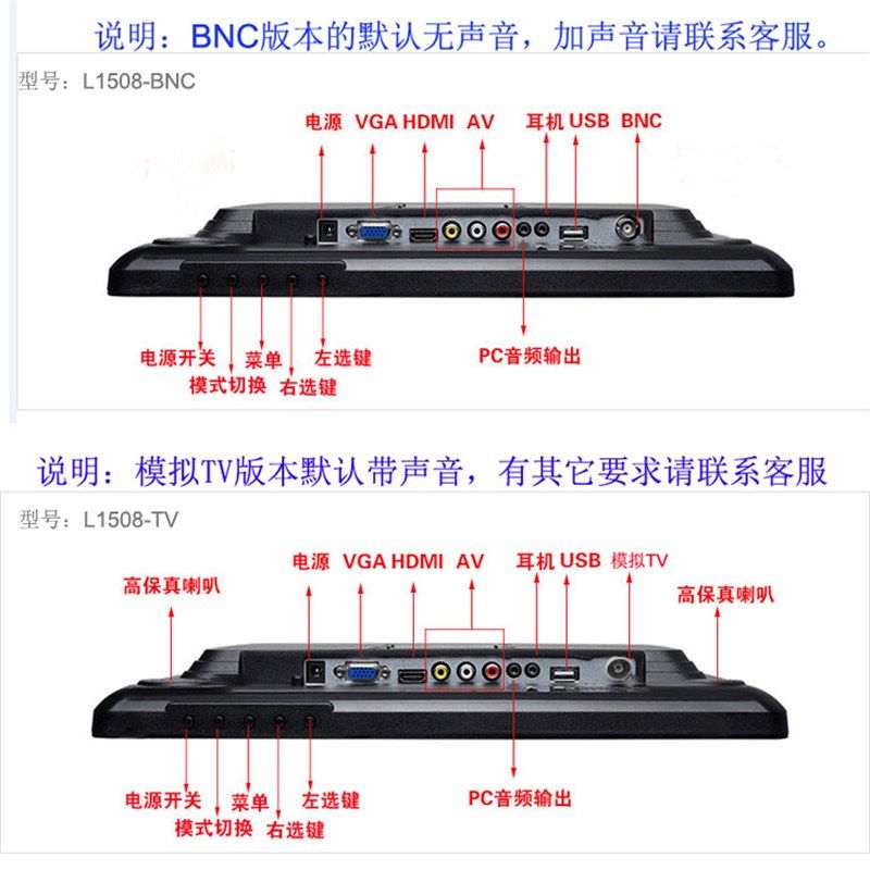 高清15寸监控/电脑显示器17寸液晶监视器19寸工业屏小电视正屏幕