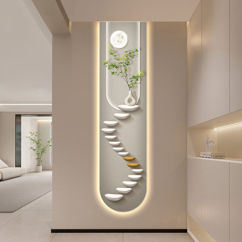 石来运转玄关装饰画led灯画清新绿植入户走廊过道挂画竖长条壁画,家居饰品,现代装饰画,淘宝优惠券,粉丝福利购,淘宝优惠卷