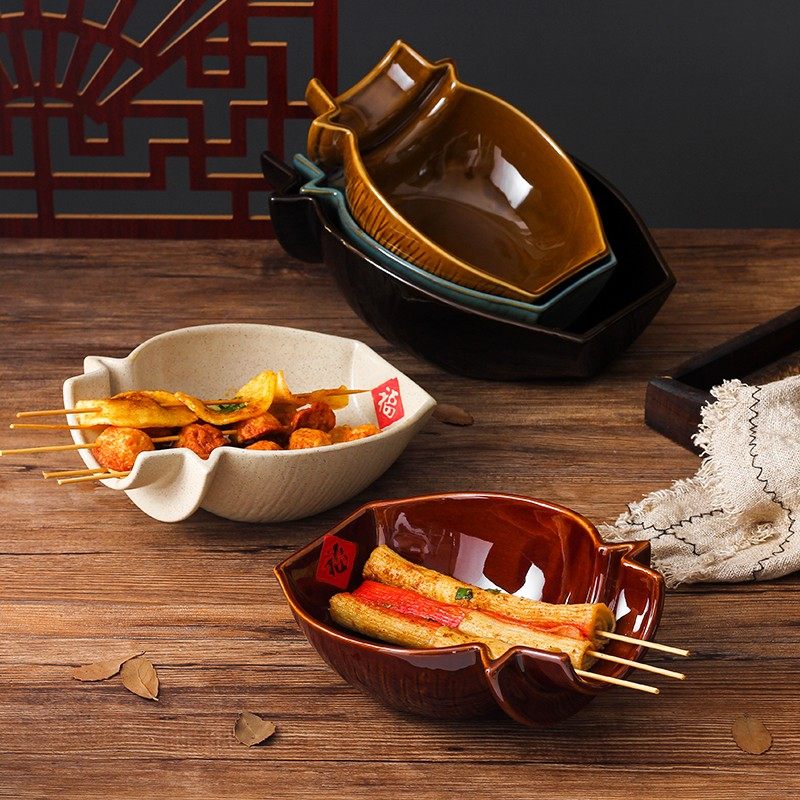 炸串盘陶瓷半坛盘半罐创意盘子家用不规则菜盘复古烧烤店特色摆盘,餐饮具,盘,淘宝优惠券,粉丝福利购,淘宝优惠卷