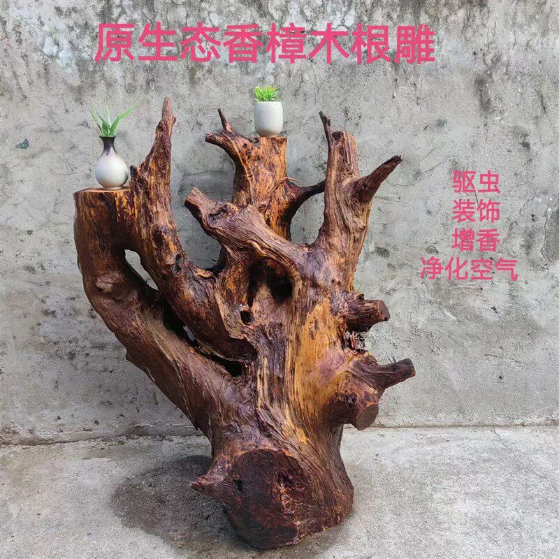 原生态香樟木原木根雕树根风化客厅电视柜造型创意家居装饰摆件