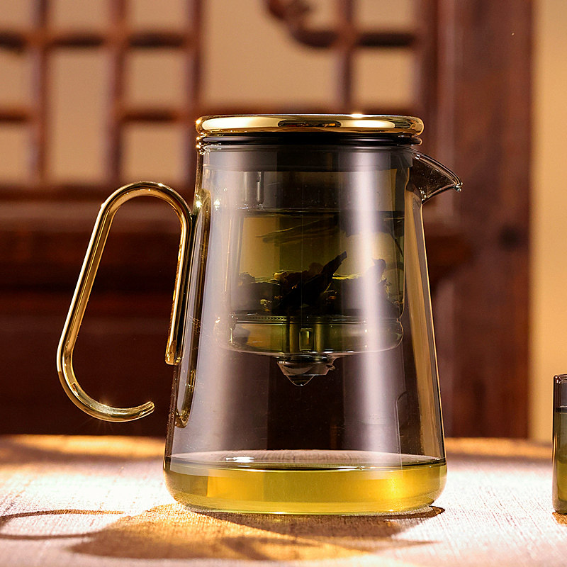 玻璃飘逸杯泡茶壶高端茶水分离一人茶壶玻璃内胆一键过滤2024新款