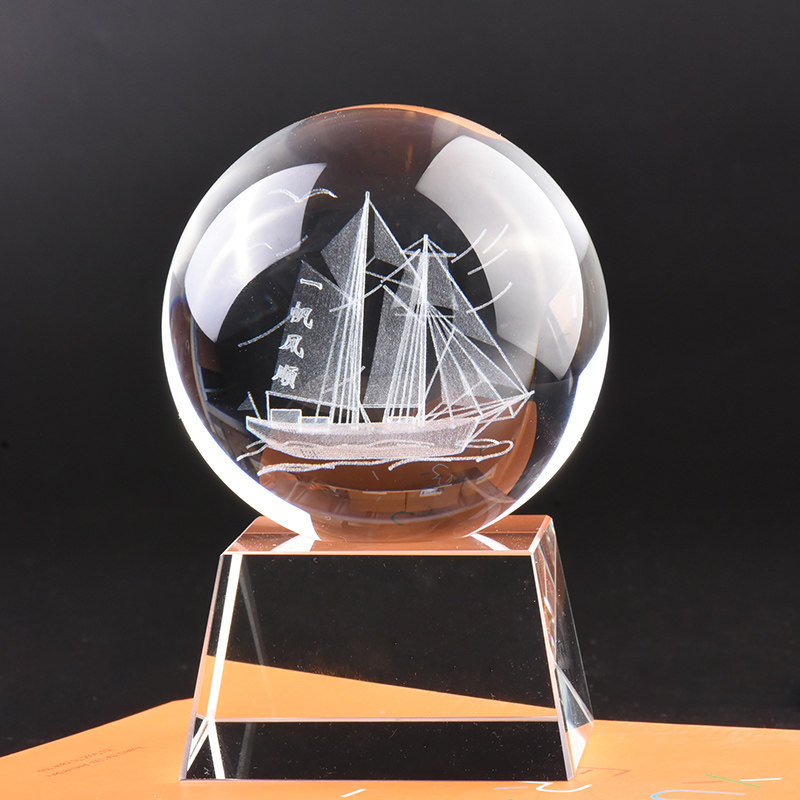 水晶球3D内雕船一帆风顺家居饰品玄关桌面摆件乔迁新居开业送礼品,家居饰品,装饰摆件,淘宝优惠券,粉丝福利购,淘宝优惠卷