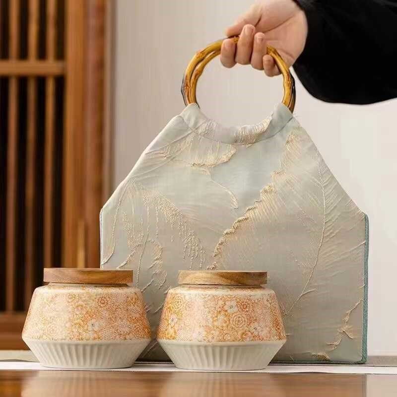 陶瓷茶叶罐密封储存茶盒空礼盒红茶绿茶普洱白毫银针包装图片