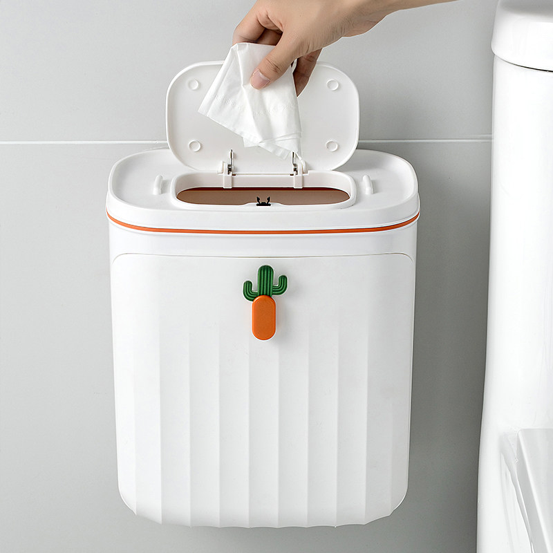 夹缝垃圾桶带盖卫生间壁挂式按压窄小厕所防臭家用挂墙大容量纸篓