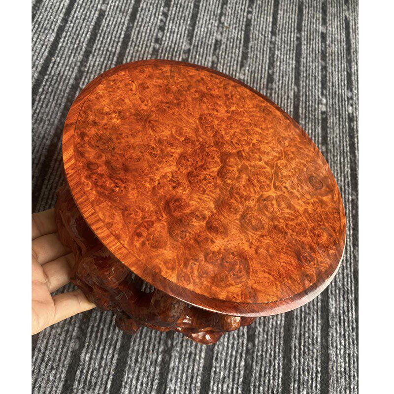 红木紫砂壶圆底座缅甸花梨木瘤疤底座奇石头花瓶盆景底座大果紫檀