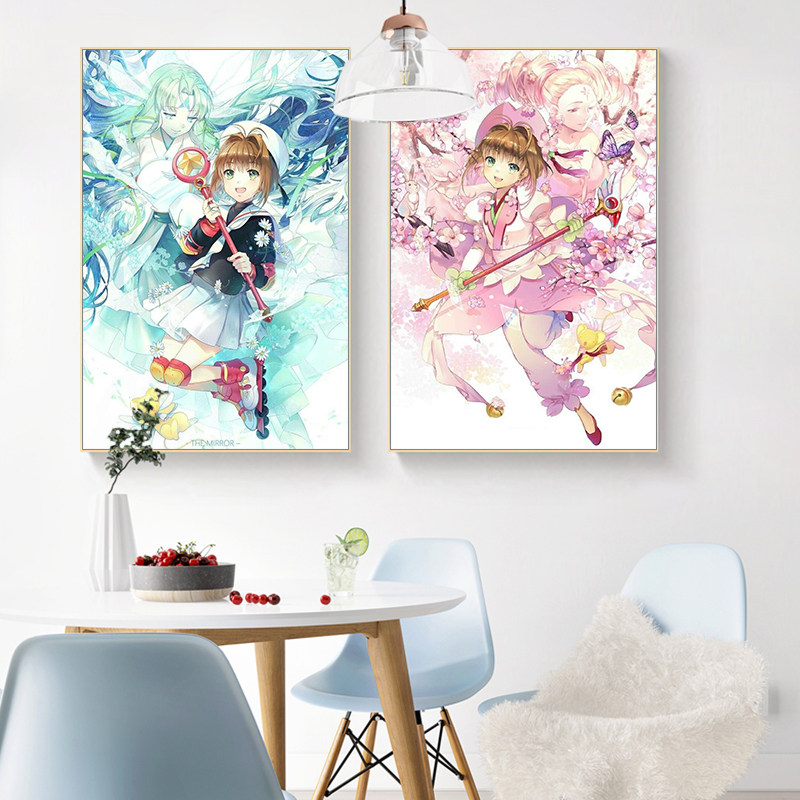 品都 魔卡少女樱百变小樱动漫diy数字油画手绘填色卧室墙壁装饰画