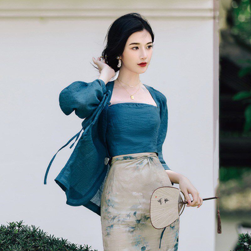 宋制汉服女款唐装中国风女装春改良旗袍春秋轻国风上衣新中式套装