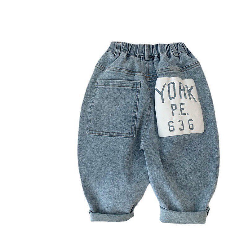 男童气质牛仔裤儿童裤子春秋款女宝宝春装2023新款小童休闲浅色裤