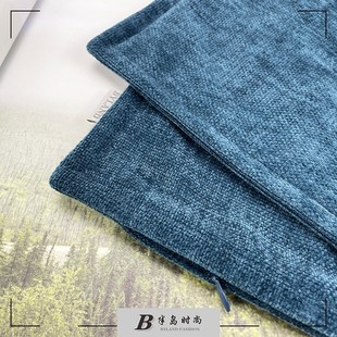 为你写诗侘寂双面蓝色雪尼尔抱枕北欧靠包民宿沙发靠垫样板间