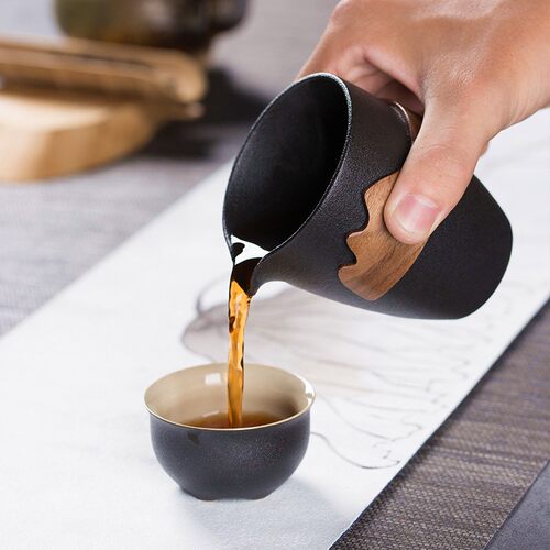 玻璃杯防烫套隔热套防滑水杯圈保护手持木制日式公道杯通用茶杯套