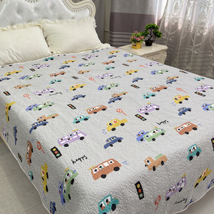 2023新款纯棉床盖双面全棉绗缝夹棉床单单件空调被儿童卡通衍缝被