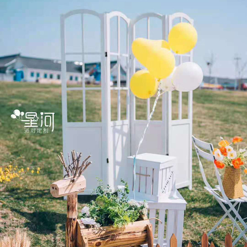 森系婚庆用品实木屏风舞台背景装饰田园风影楼拍摄道具迎宾区摆件