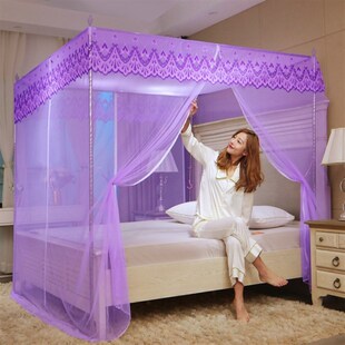 俩开门家用单蚊帐无支架落地款拉链宫廷单纱帐1.5cm180*220无支架