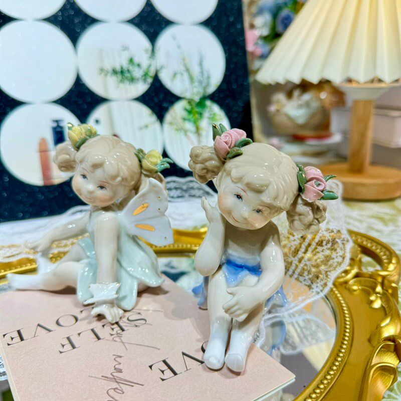 陶瓷摆件可爱花仙子小天使装饰品摆件儿童房样板房少女心卡通礼物