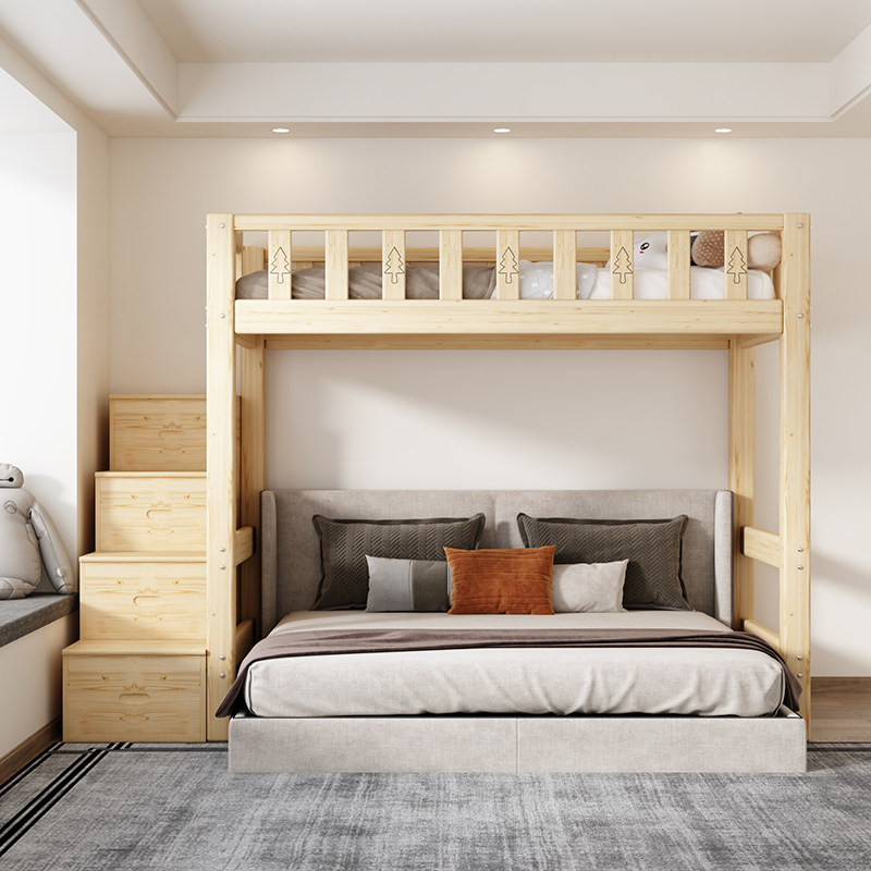 实木梯柜上床下桌组合高架床单上层下空带衣柜上铺悬空儿童小户型,住宅家具,高架床/高拼床,淘宝优惠券,粉丝福利购,淘宝优惠卷