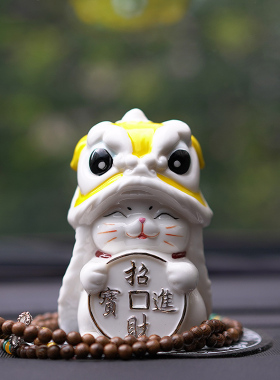 国风可爱招财猫汽车摆件男士新款创意个性车载中控台车内女装饰品