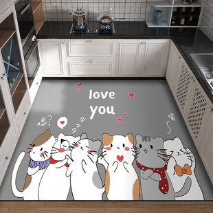 卡通厨房地垫防滑防油防水整铺皮革可擦免洗pvc脚垫家用地毯定制
